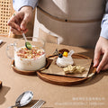 Ins-style acacia wood tray water cup set - perfect for snacks, afternoon tea, or solo dining. creative solid wood serving platter