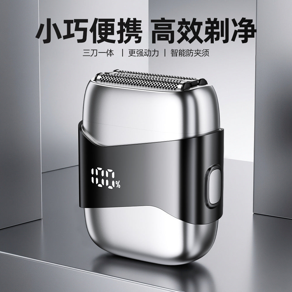 magnetic three-blade reciprocating mini electric shaver, portable fast charging, full body washable razor