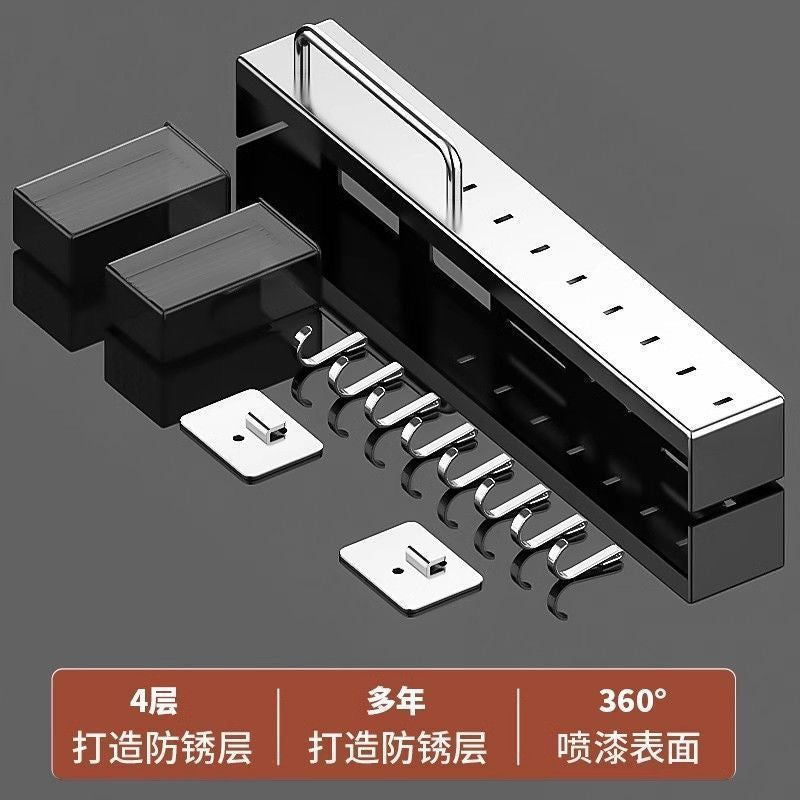 Stainless steel knife holder Kitchen knife rack No punching Multifunctional kitchen knife chopsticks storage rack Wall hanging knife holder