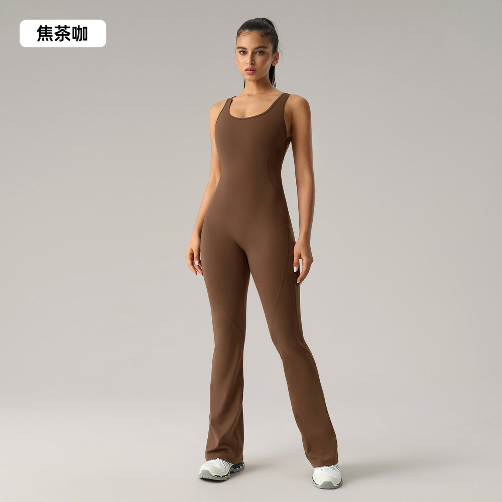 european and american butt-lifting slimming one-piece yoga suit with chest pad and slightly elastic sports fitness one-piece suit dlt006