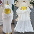 Fairy pleated dress women's summer atmosphere rufflesk-stylehigh waist long skirt whiteelegantpleated skirt