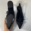 Za 2024 spring/summer new trf women's black patent leather criss-cross buckle flat mary jane pointed-toe mules