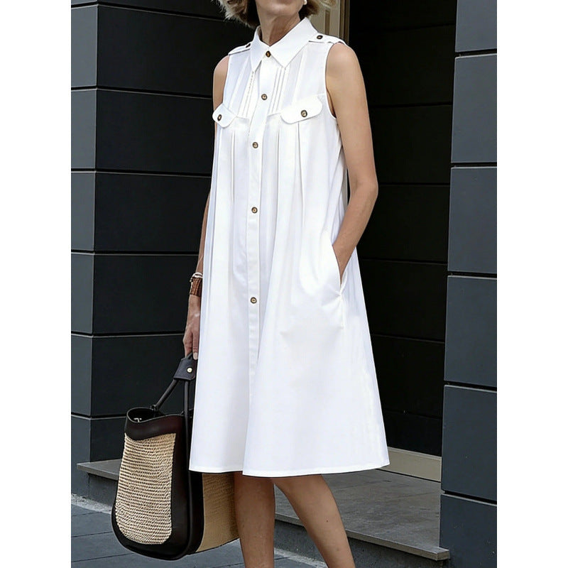 Amazon fashion urban minimalist chic versatile polo collar dress - women's new summer slimming dress