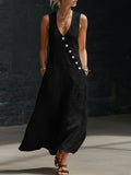 european and american women's summer cross-border  independent station vacation casual v neck sleeveless linen tank top