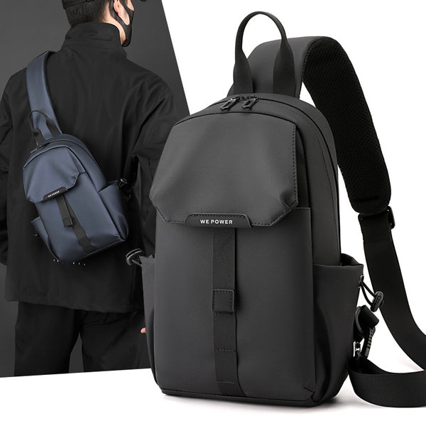WEPOWER Men's Simple Breast Bag Crossbody Bag Men's Shoulder Bag Chest Bag Sports Bag Waterproof Nylon Satchel
