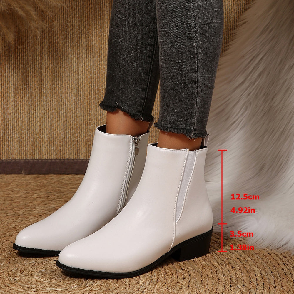 Exportplus size short boots for women fall and winternew arrival pointed toe side zipper cross-border fashionfashionboots women's leather boots