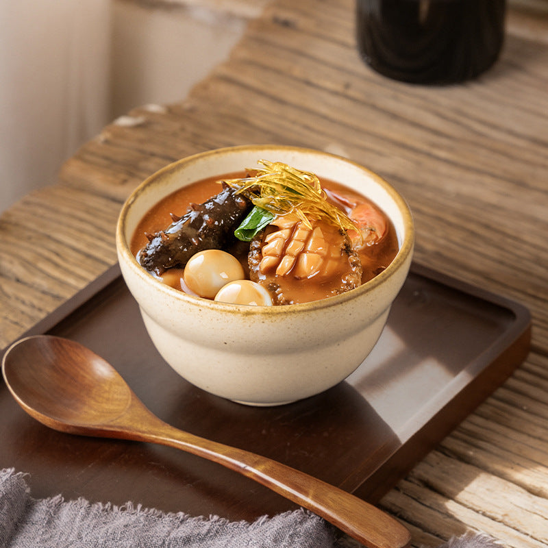 Retro stoneware dessert ceramic rice bowl restaurant for home snack pickled cabbage bowl one-person food tableware ceramic stew bowl