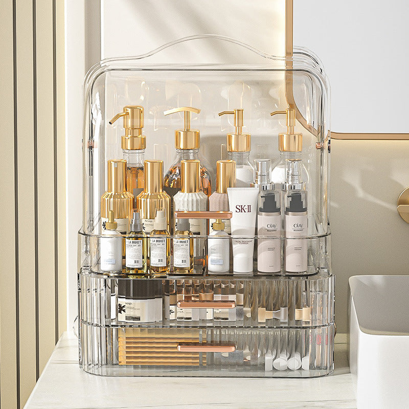 Multi-layer cosmetic storage box, transparent, high-grade, large-capacity dust-proof storage box, skin care product mask, lipstick storage.