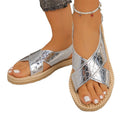 foreign trade summer new large size anti-woven bottom metal buckle crocodile pattern cross-border comfortable lightweight sandals for women