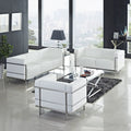 Lc2 minimalist business office sofa - classic le corbusier black reception area lounge seating