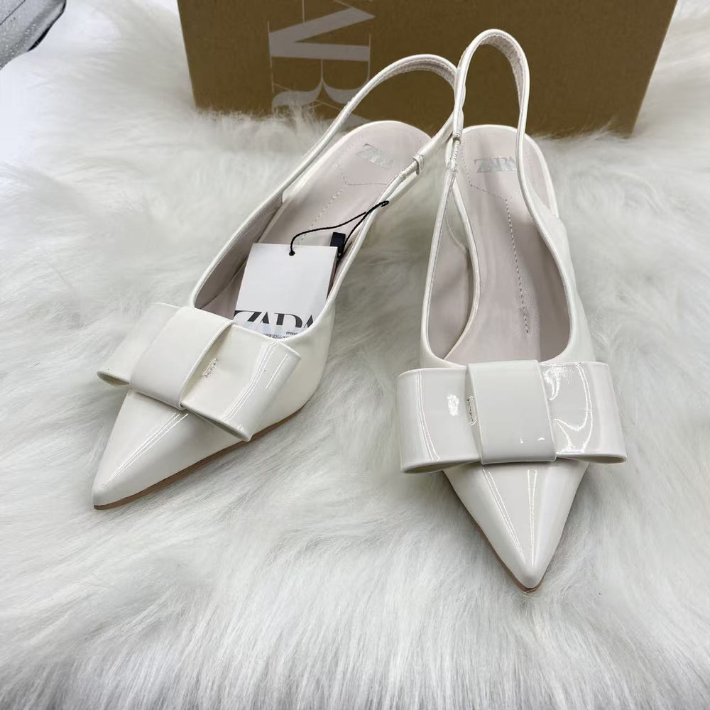 Za premium high heels for women, 2025 spring/autumn new collection, pointed-toe stiletto heels, professional pumps, patent leather nude closed-toe sandals