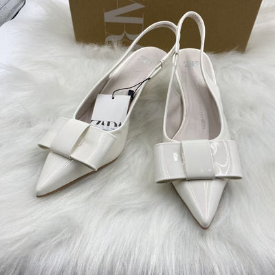 Za premium high heels for women, 2025 spring/autumn new collection, pointed-toe stiletto heels, professional pumps, patent leather nude closed-toe sandals