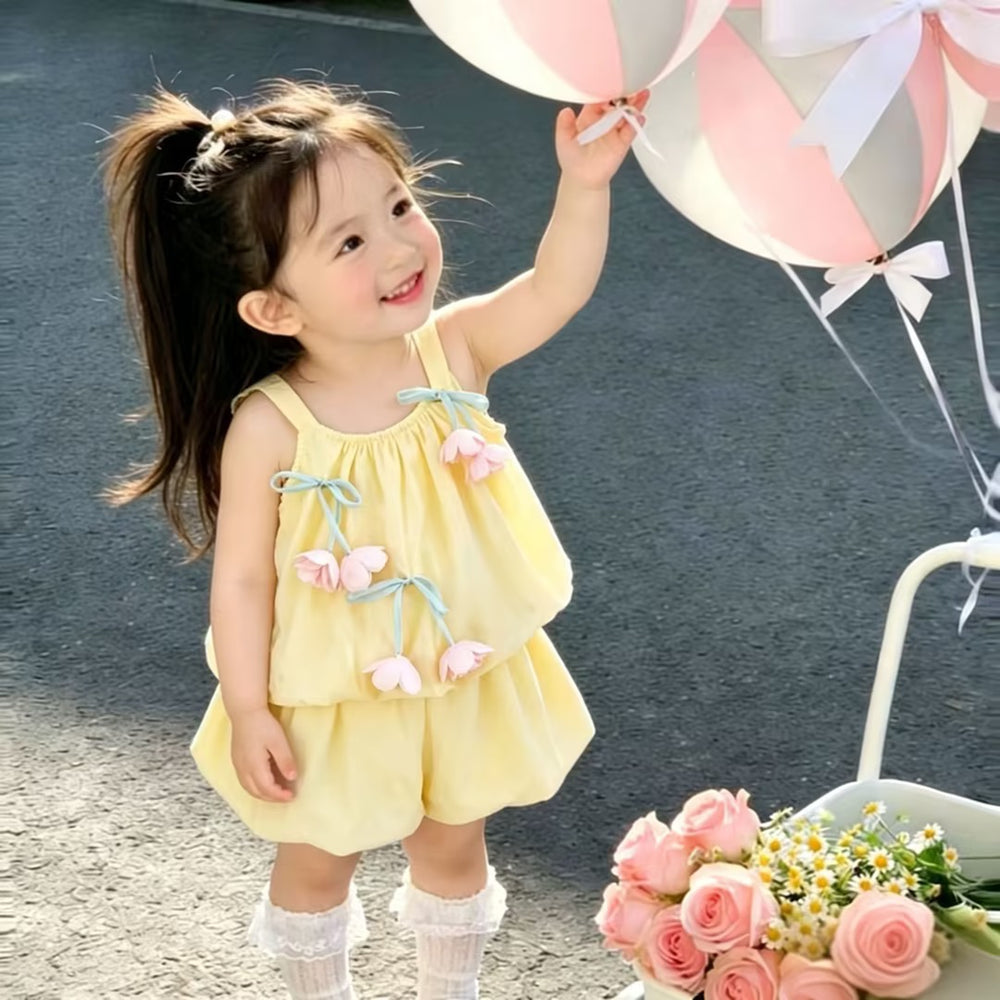 summer new sweet outfit set for baby girls - two-piece sundress set, toddler summer wear, sweet and adorable