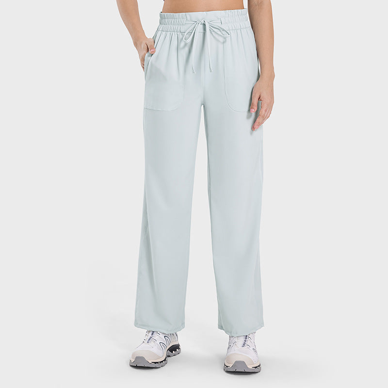 Luxtrenew arrival flesh-covering slimming lookhigh waistcasual sweatpants women's elastic drawstring waiststraight-leg pants dss077