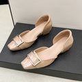 Soft leather flats women's patent leather work work clothing hidden heel 6cm square buckle 2026new arrivalelegant hollow mary jane shoes