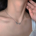 Cat's eye tulip titanium steel necklace - trendy, chic, and luxurious french-style choker necklace - korean-inspired accessory