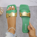new flat slippers, plus size macaron gold trim, indoor/outdoor one-strap beach casual women's slippers