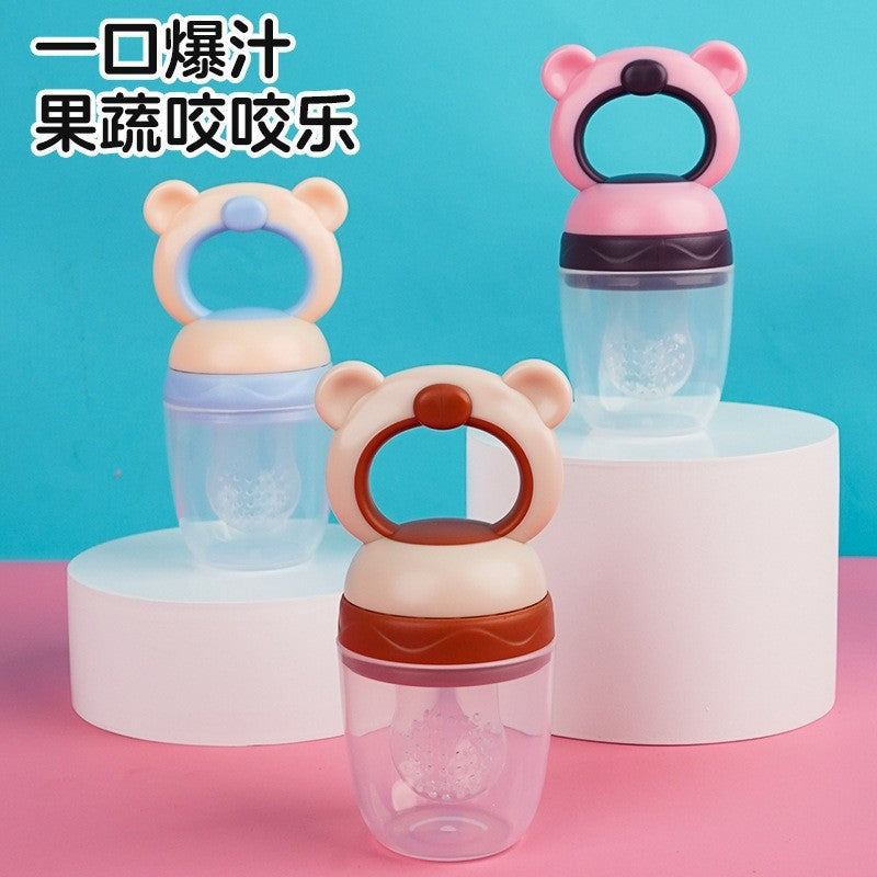English card baby bite music fruit and vegetable music children's food grade mesh bag silicone pacifier bear shape baby
