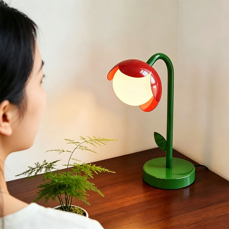 Dopamine floor lamp - perfect for living room sofas, memphis-inspired red flower table lamp, ideal for kids' princess bedrooms as a night light