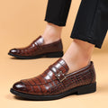 2024 new men's leather dress shoes - business casual, crocodile embossed, british style, korean design, pointed toe, plus size available