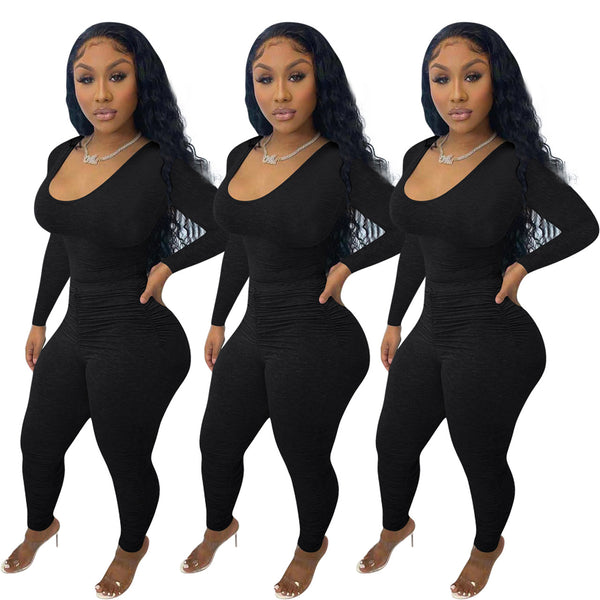 YD1103 -D3 products are non-refundable and non-exchangeable, European and American fashion casual solid color slim two-piece set,  women's clothing