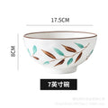 Nordic hand-painted leaf ceramic dinnerware set - includes plates, bowls, and dishes with handles for home use: dinner plates, vegetable plates, fish plates, noodle bowls, and snack dishes
