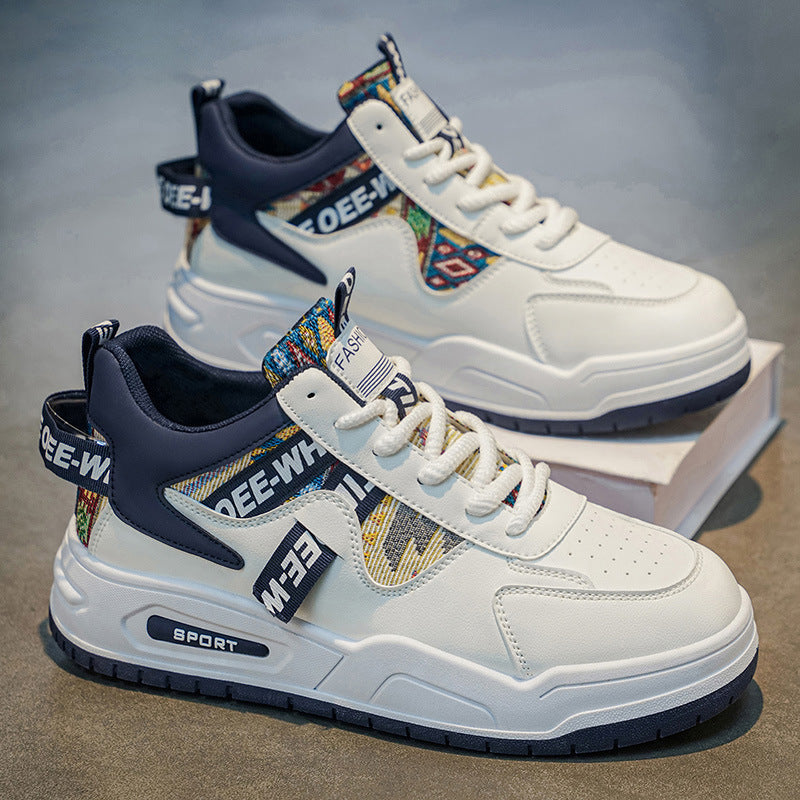 High-top men's shoes 2026 spring new arrival breathable easiest for matchcasual sneakers leather sports heightening small white student trendy shoes