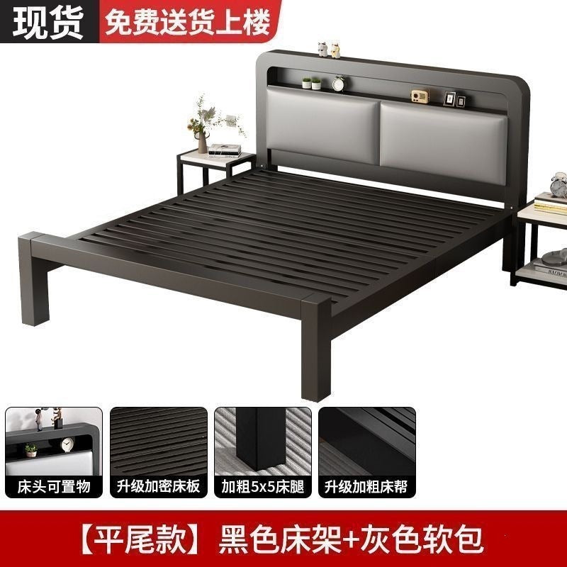 Iron frame bed double bed for home1.5 iron bed reinforced thickened1.8 economical kids single bed iron bed bedroom