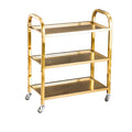 Heavy-duty three-tier stainless steel serving cart - efficient food delivery cart for hotels and restaurants - ready to ship