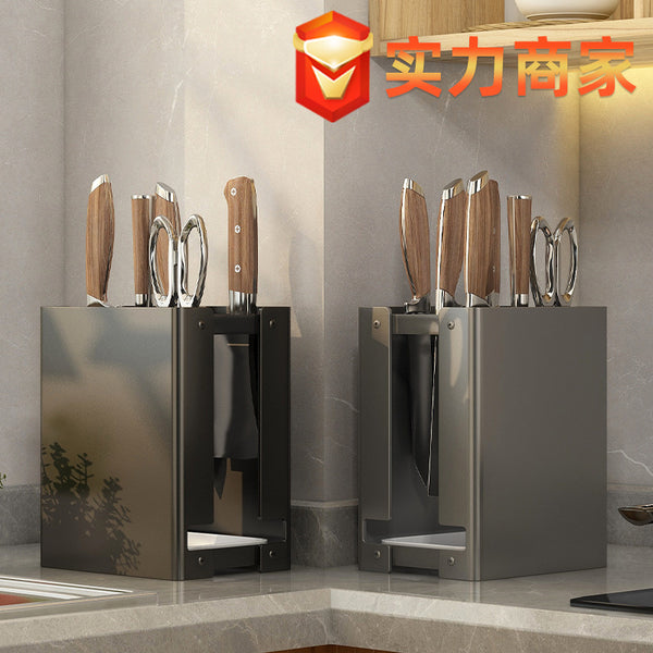 Multifunctional Stainless Steel Knife Holder Kitchen Shelf Kitchen Knife Cutting Board Holder Chopsticks Cartridge Knives Kitchenware Storage Rack