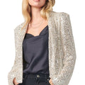 2025 spring new arrival: european and american style sequin long sleeve blazer - elegant mid-length jacket with turn-down collar, perfect for amazon