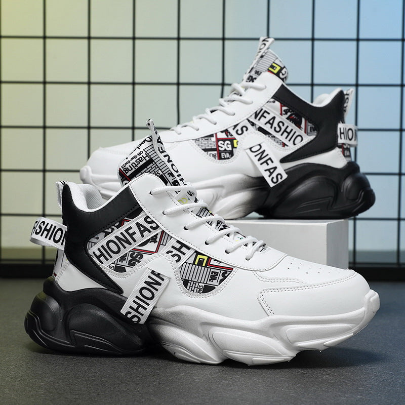 Autum men's shoes new arrival breathable high-top shoes men's trendyeasiest for match hidden heel sneakers casual dad trendy shoes