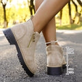 cross-border round toe side zipper martin boots ankle boots chunky heel new autumn/winter plus size women's ankle boots for export