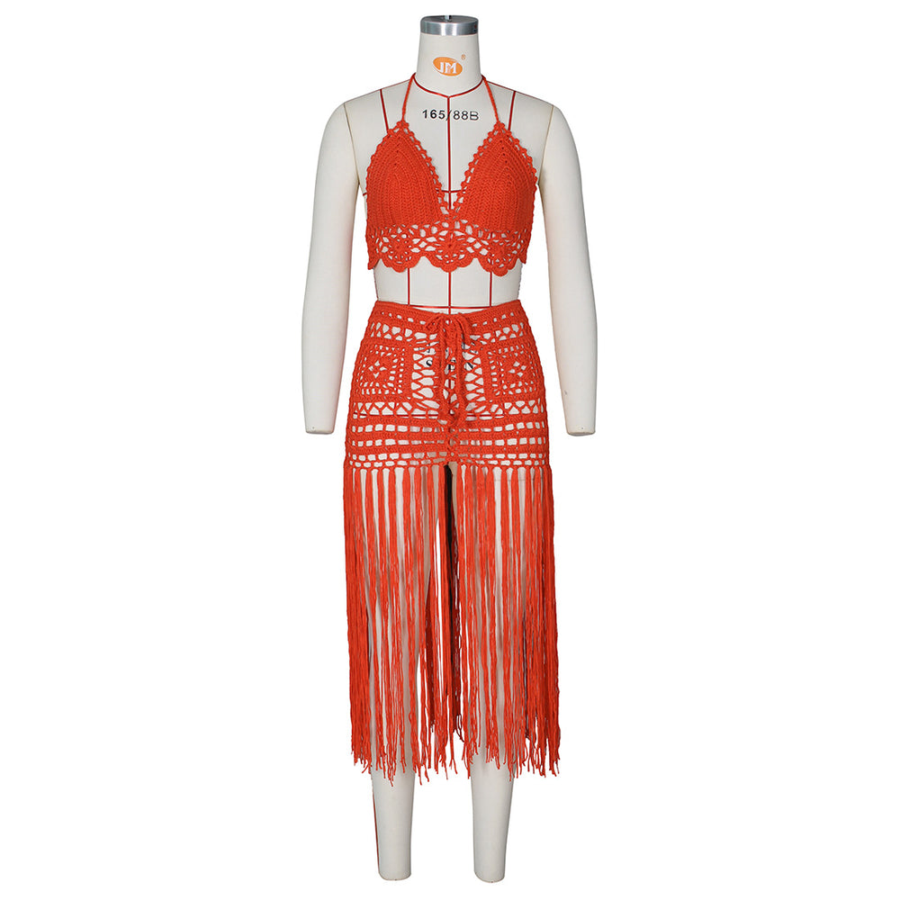 new arrival: hot-selling hand-crocheted sheer beach dress fashion set for women - perfect for  &