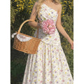 Women's summer new arrival: elegant romantic floral print asymmetrical one-shoulder cutout ruched a-line maxi dress