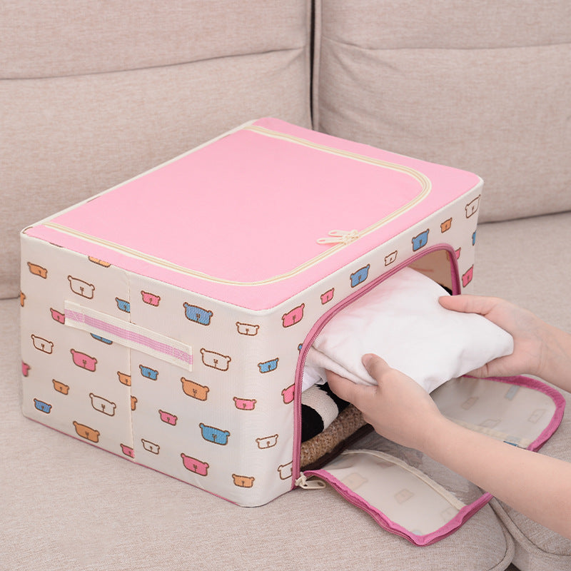 Household steel frame storage box, Baina box, clothes finishing box, sundry box, dustproof fabric large thickened storage box.