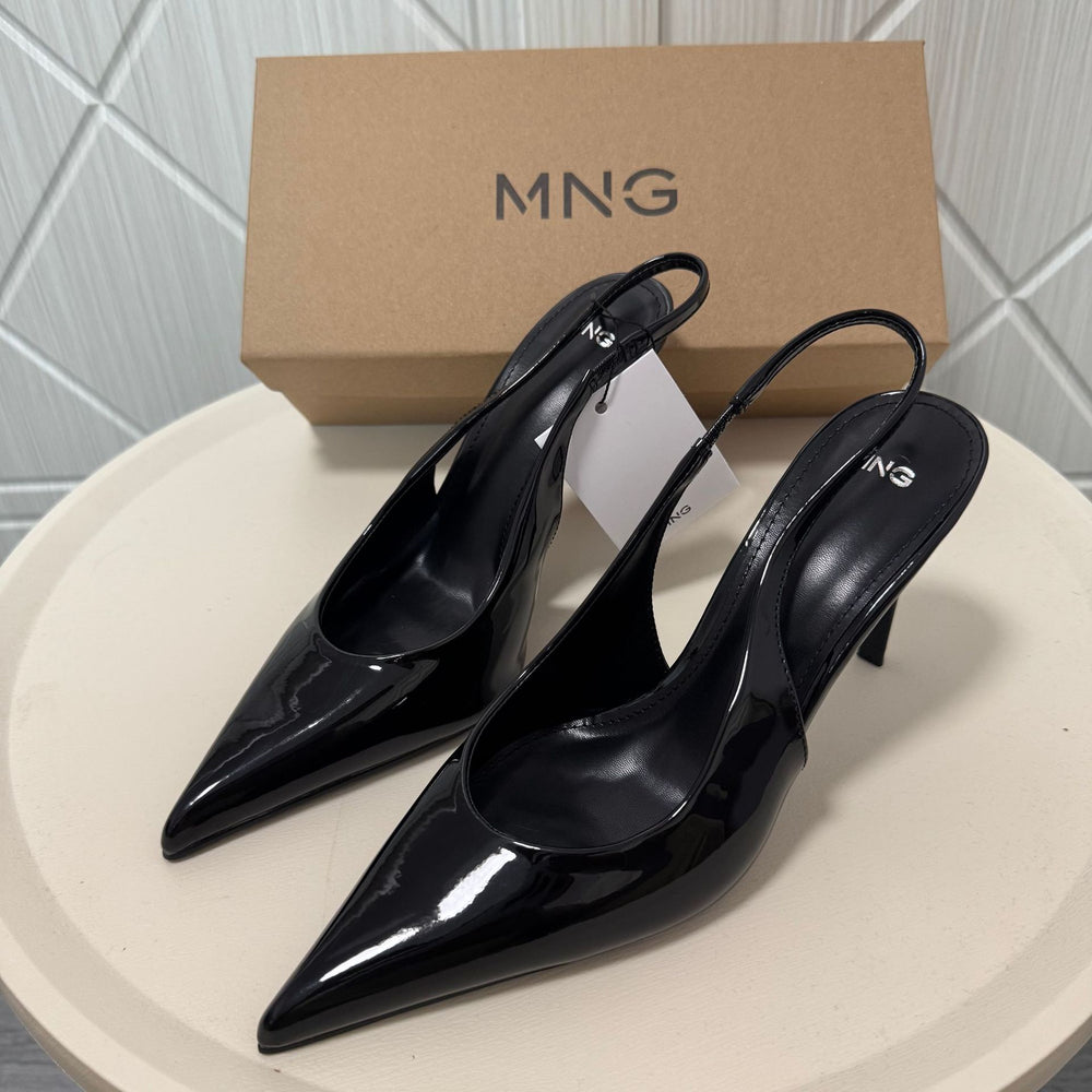 Mng women's high heels - spring 2026 new arrivals: patent leather pointed-toe elegant pumps, stiletto heel mules