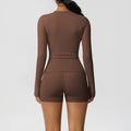 New arrival cross-border pure color double-sided brushed tight long yoga suit sports running fitness suit two-piece set for women