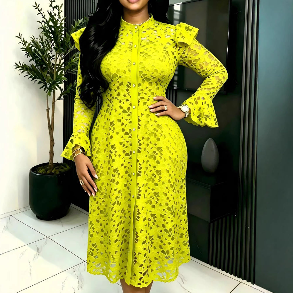 lace waistlong sleevescardigan suspender inner skirt bell sleevescut out style two-piece setdress woman