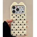 Cat ear custard polka dot puff compatible with apple 17 phone case simple soft and waxy iphone 16 side cat claw case 15