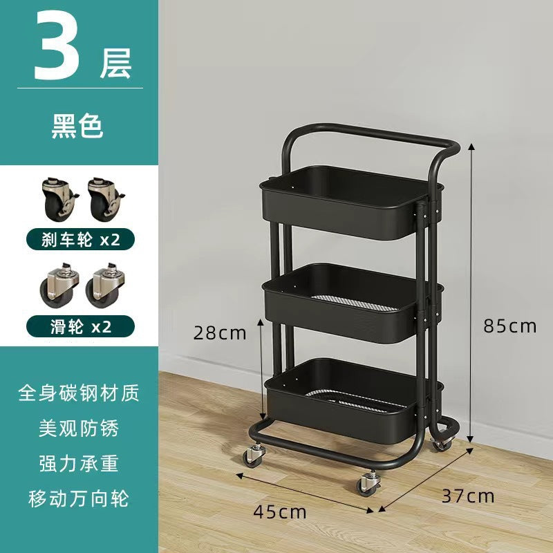 Influencer-style rolling cart shelf - home use, kitchen, bedroom, snack rack, living room multifunctional storage organizer - wholesale
