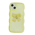 Suitable for apple 15 wavy edge colorful bow mobile phone case iphone12ins style simple transparent protective cover