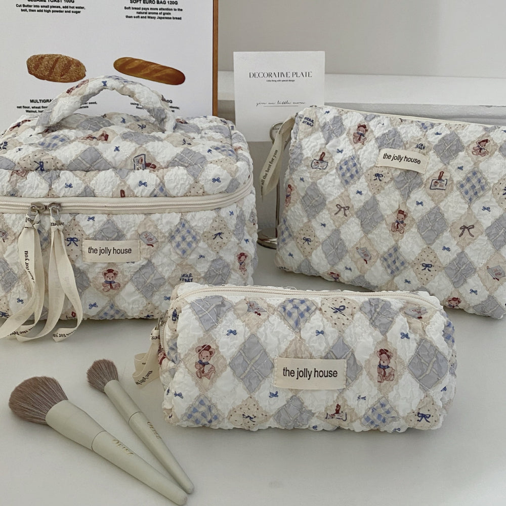 Rustic floral makeup bag - large capacity cosmetic organizer, portable handheld toiletry bag, makeup pouch for students