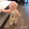 Baby autumn clothes one-piece small maruko raglan sleeves fleece-lined hooded one-piece rompers newborn spring & fall pajamas