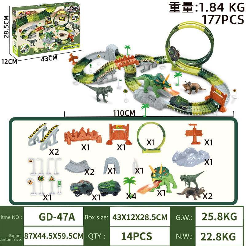 new arrival volcano electric spray dinosaur track assemble variety shape sound and light toy educational boy toy