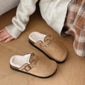 Maomao lazy birkenstock thick sole2024 autumn winternew arrival slip-on slippers fleece-lined birkenstock toe-cap half slippers for women