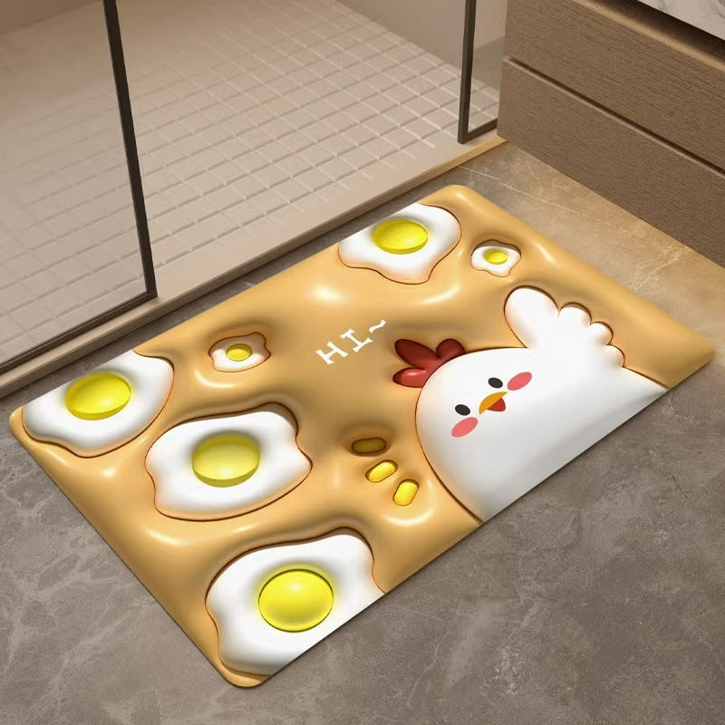Expanding floral 3d diatomite mud absorbent mat - quick-drying bathroom floor mat, non-slip toilet rug, home carpet pad