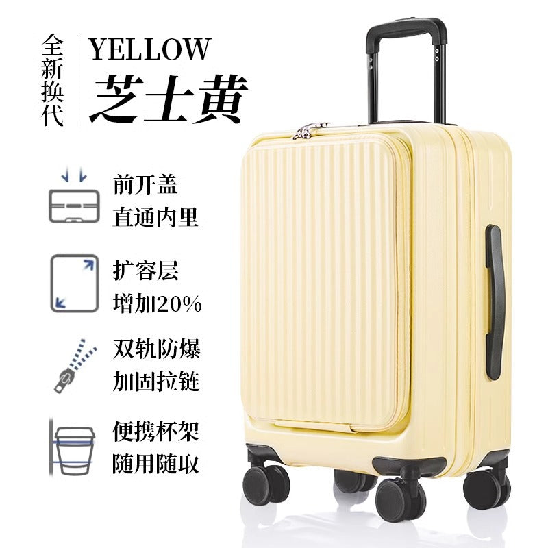 New front open suitcase women's 20-inch small boarding case 24-inch anti-drop trolley case travel bag password case