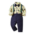 children's clothing, foreign trade boys' formal wear suit, host/flower girl outfit, kids' dinosaur print shirt performance costume