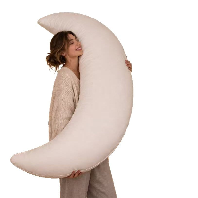 Comfortable fabric big moon style maternity pillow breastfeeding confinement waist pillow baby nursing pillow breastfeeding pillow detachable washable
